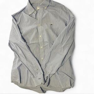 Lacoste slim fit white and blue stripes button up